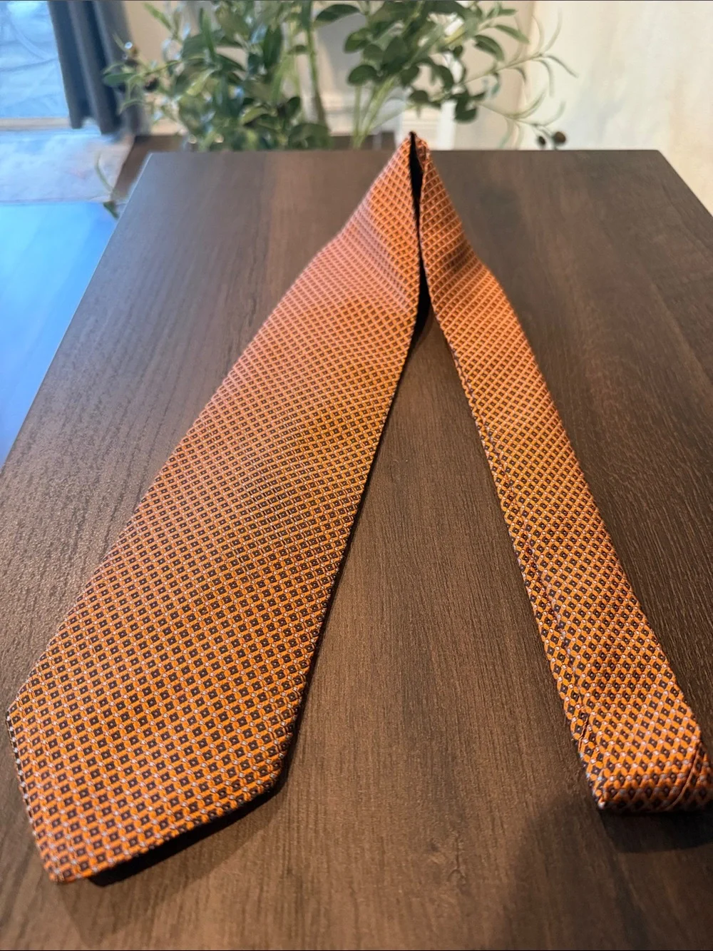 Men's Brooks Brothers 346 Orange Geometric Silk Tie